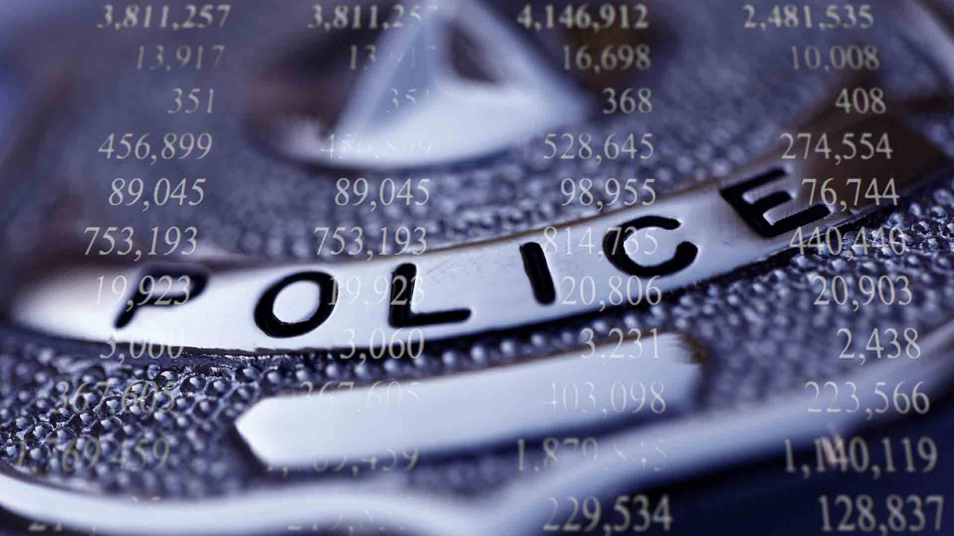 Police Badge with Data Numbers (Stock Image)